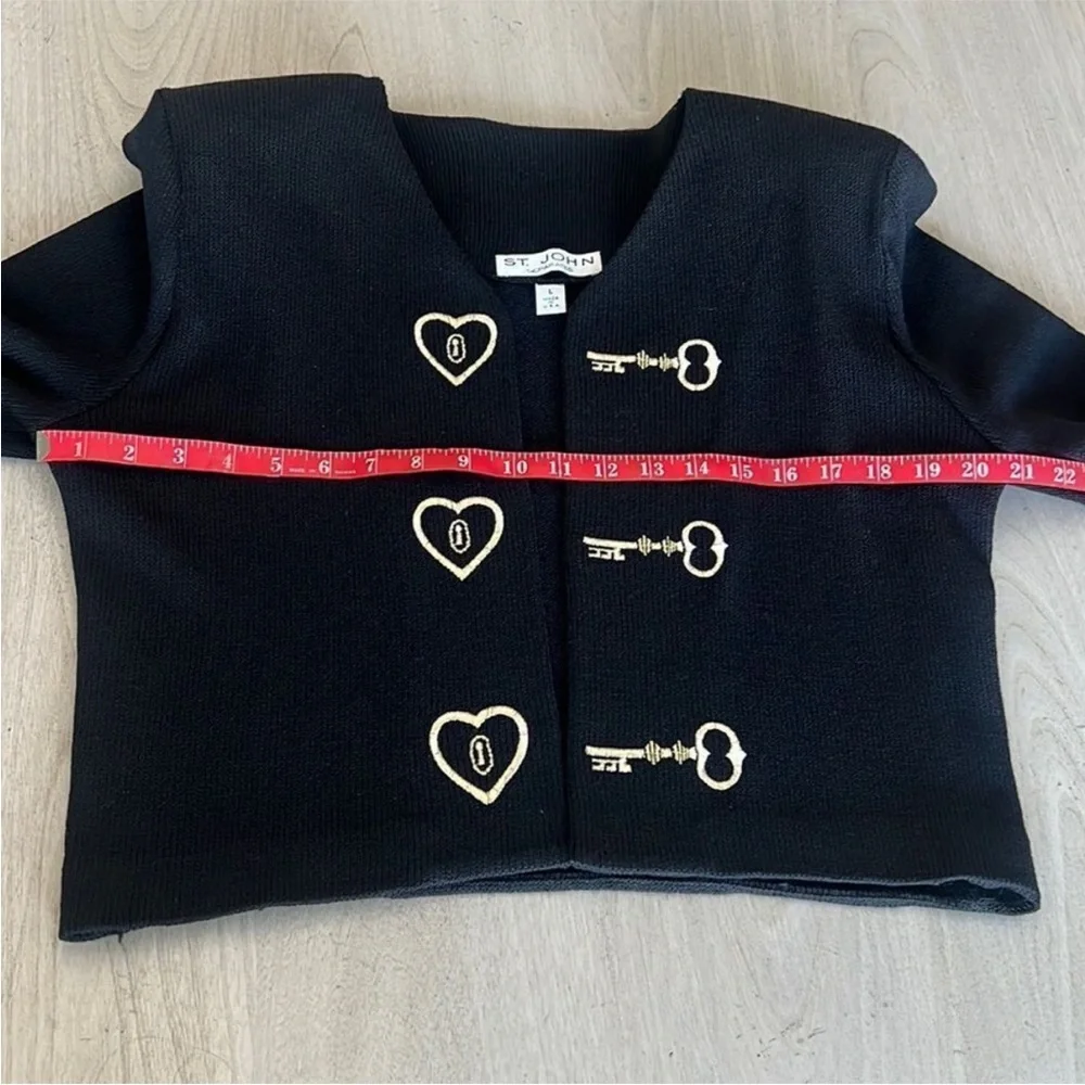 St. John Ladies Black Blazer with Heart and Key Accents - Picture 5 of 7